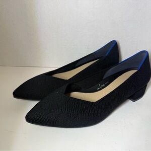 Rothy's The High Point Black Block Heel In Love Insole Point Toe Shoes Size 8